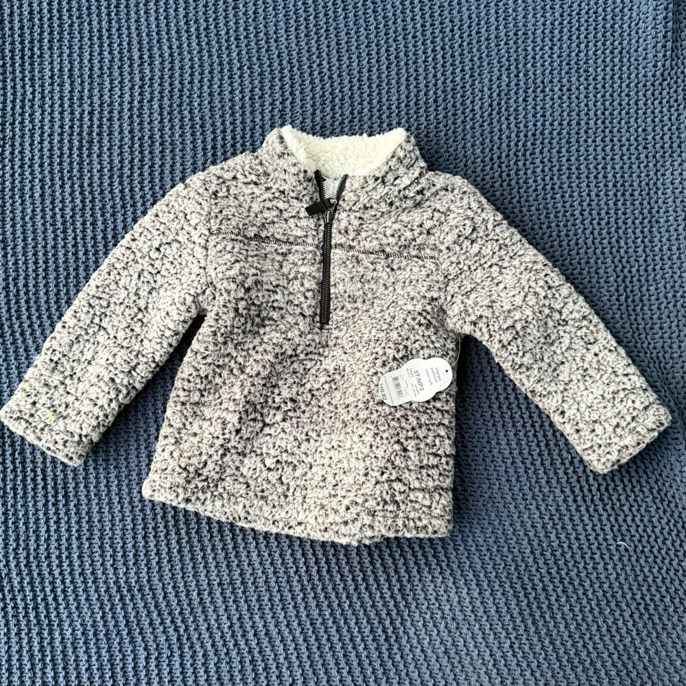 Wonder Nation Kids Grey Sherpa Fleecy Pullover Size 3T Boys Girls NWT New Winter